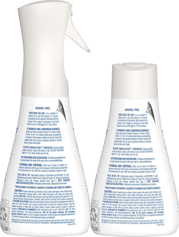 Clorox Disinfecting Mist, Eucalyptus Peppermint, Household Essentials, 1 Spray and 1 Refill, 16 Oz Each