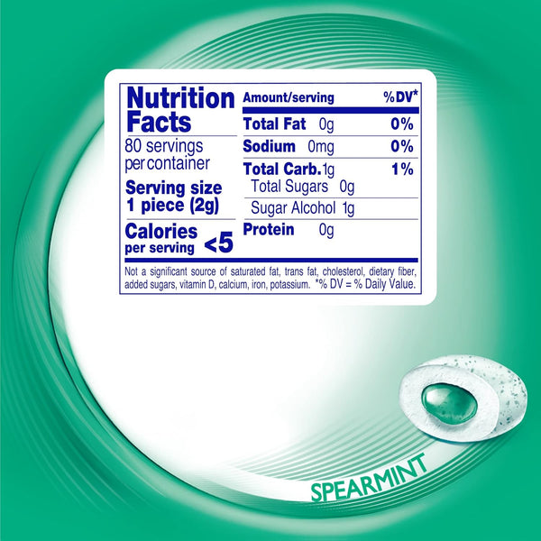 Mentos Pure Fresh Sugar-Free Chewing Gum with Xylitol, Spearmint, in a Recyclable 90% Paperboard Bottle, 80 Piece, Pack of 4 Bottles