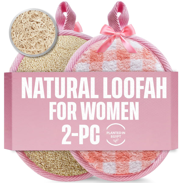 Natural Loofah Exfoliating Body Scrubber for Women Made with Natural Egyptian Loofa Sponge, Bath Shower Luffa Lufa for Face and Body. Exfoliator