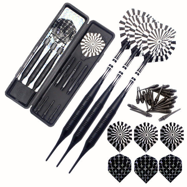 Soft Tip Darts Set for Electronic Dart Board 18/22G Plastic Tip Darts Set with Brass Barrels&Aluminum Shafts, 6 Flights 3 Spare Plastic Dart Shaft