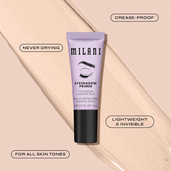 Milani Eyeshadow Primer - Clear Lightweight Eye Makeup Base for Crease-Proof Longwear - Preps Lids for Vibrant Color on All Skin Types - 1 Pack Single