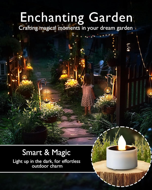 Homemory Solar Tea Lights Outdoor Waterproof, Dusk to Dawn Outdoor Lighting, Reusable LED Tea Light Candles for Lantern Garden Camping and Home