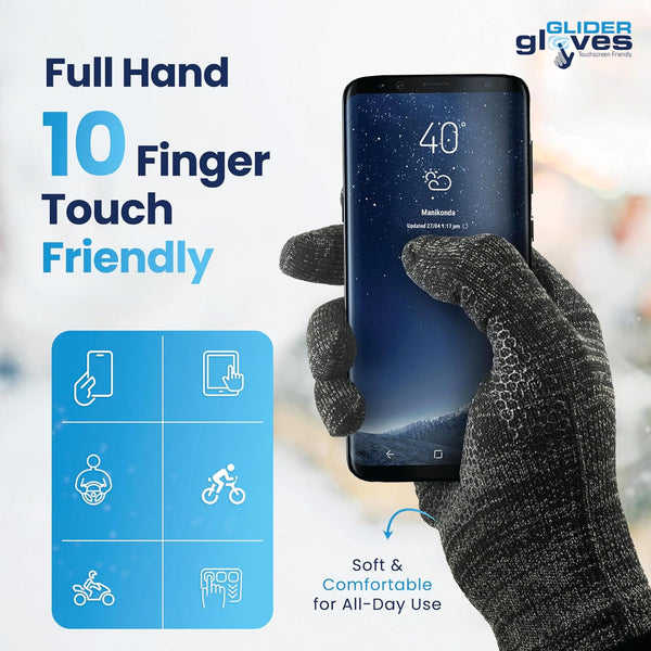 Touch Screen Gloves for Men & Women - Full Hand 10-Finger Touch Gaming Gloves for Optimal Experience, Anti-Slip Palm Winter Gloves for Phones