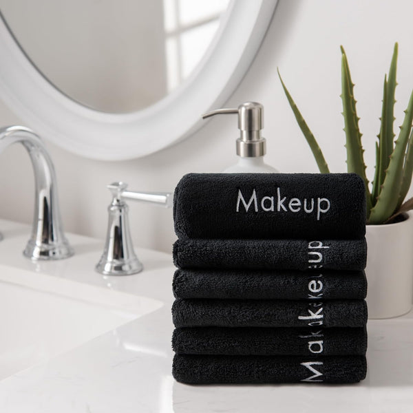 Arkwright Makeup Towels - Pack of 6 - Ultra Soft & Gentle Microfiber Coral Fleece Washcloth Face Make up Remover, Reusuable Eraser Cloth