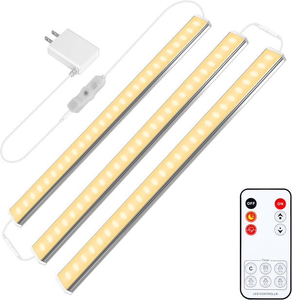Maylit under Cabinet Lights Plug In, 3 Pcs 12 Inch Ultra Thin under Cabinet Lighting, Super Bright Warm White under Counter Lights for Kitchen,