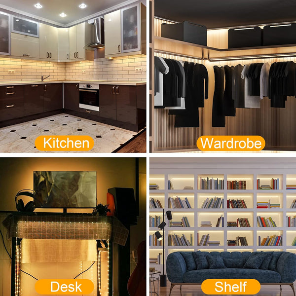 Maylit under Cabinet Lights Plug In, 3 Pcs 12 Inch Ultra Thin under Cabinet Lighting, Super Bright Warm White under Counter Lights for Kitchen,