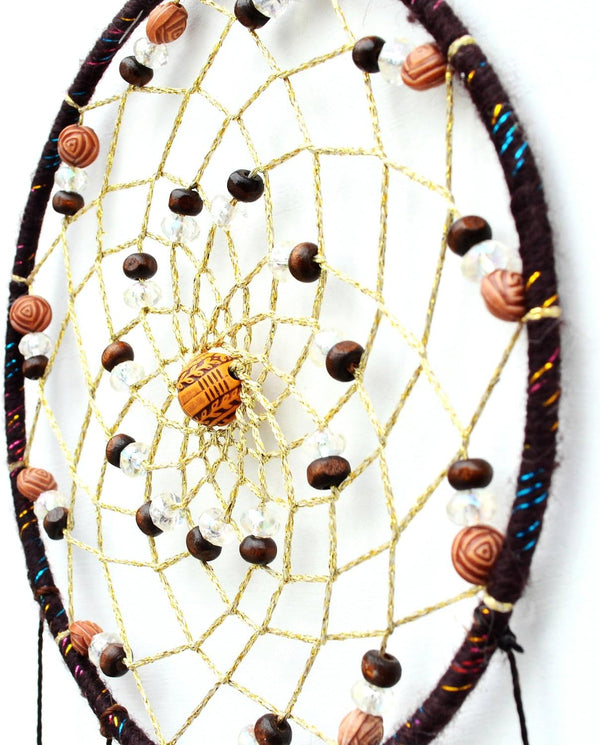 Urdeoms Brown Dream Catchers Tree of Life Boho Dreamcatcher for Bedroom Adult with Feathers and Citrine Crystal Wall Hanging Decor for Home