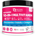 NATURE TARGET Dog Vitamins Powder, Probiotics & Digestive Enzymes for Gut Health, Glucosamine & Chondroitin & Omega 3, Complete Supplement for