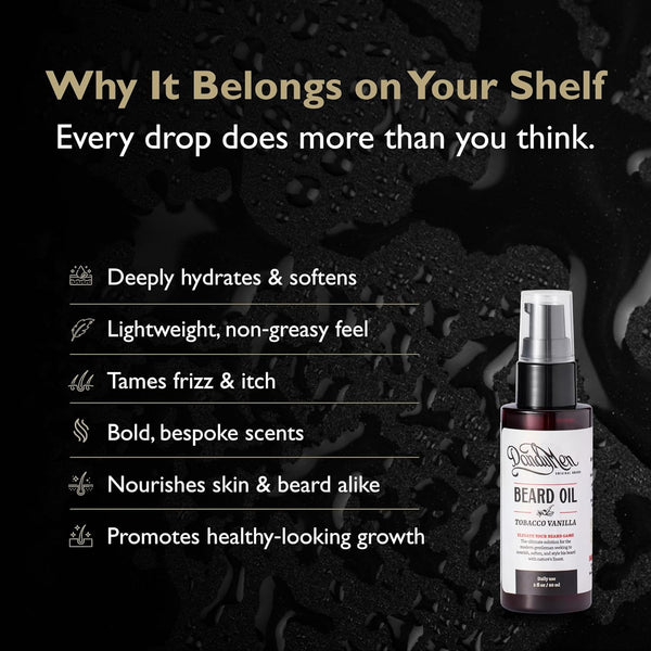 Beard Oil | Hydrating and Conditioning Formula with Sweet Almond & Argan Oils | 2 Oz (Tobacco Vanilla)