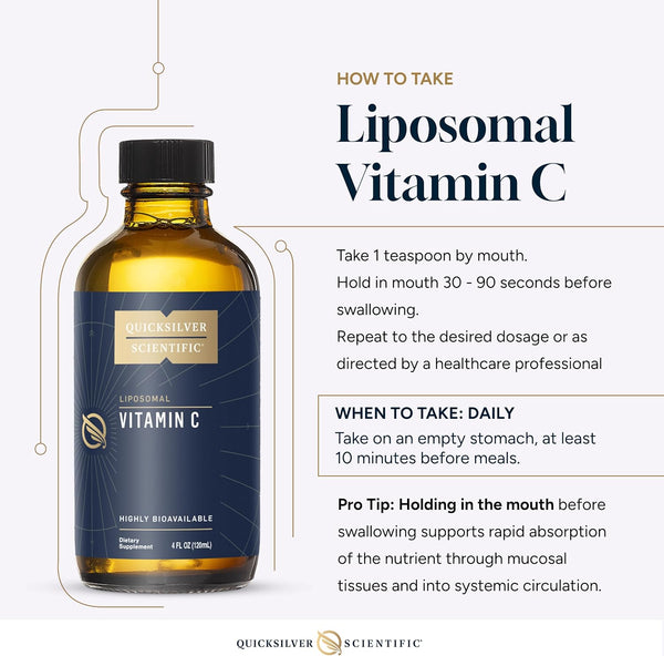 Quicksilver Scientific Liposomal Vitamin C - 1000Mg Buffered Liquid Vitamin C Supplement - Immune + Antioxidant Support - Liposomes for Superior