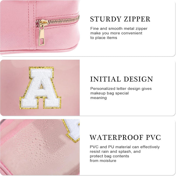 YOOLIFE Graduation Teacher Gifts Initial Clear Makeup Bag Birthday Gift Travel Toiletry Bag Preppy Cosmetic Bag Birthday Gift for Girls Kids