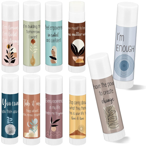 30 Sets Mental Health Awareness Gifts Lip Balm Bulk Inspirational Lip Balm with Positive Daily Affirmation Cards Self Care Gifts for Women Men