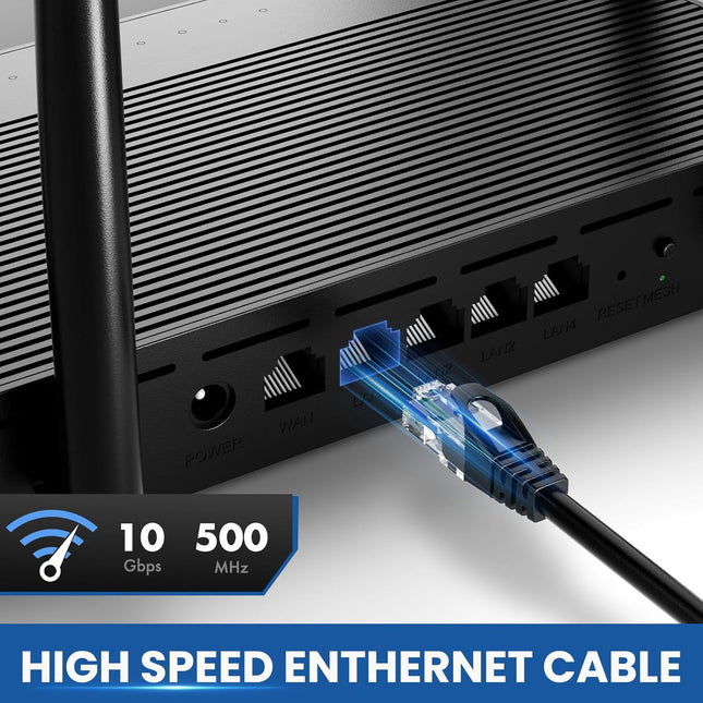 Cat6 Ethernet Cable, 8 Feet (6 Pack) LAN, Utp Cat 6, RJ45, Network Cord, Patch, Internet Cable - 8 Ft
