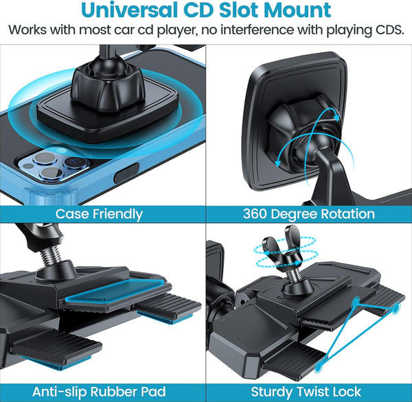 Apps2Car Magnetic CD Phone Holder for Car, anti Shake Magnet CD Slot Phone Mount, Car Truck Accessories, Compatible with Iphone, Samsung & All