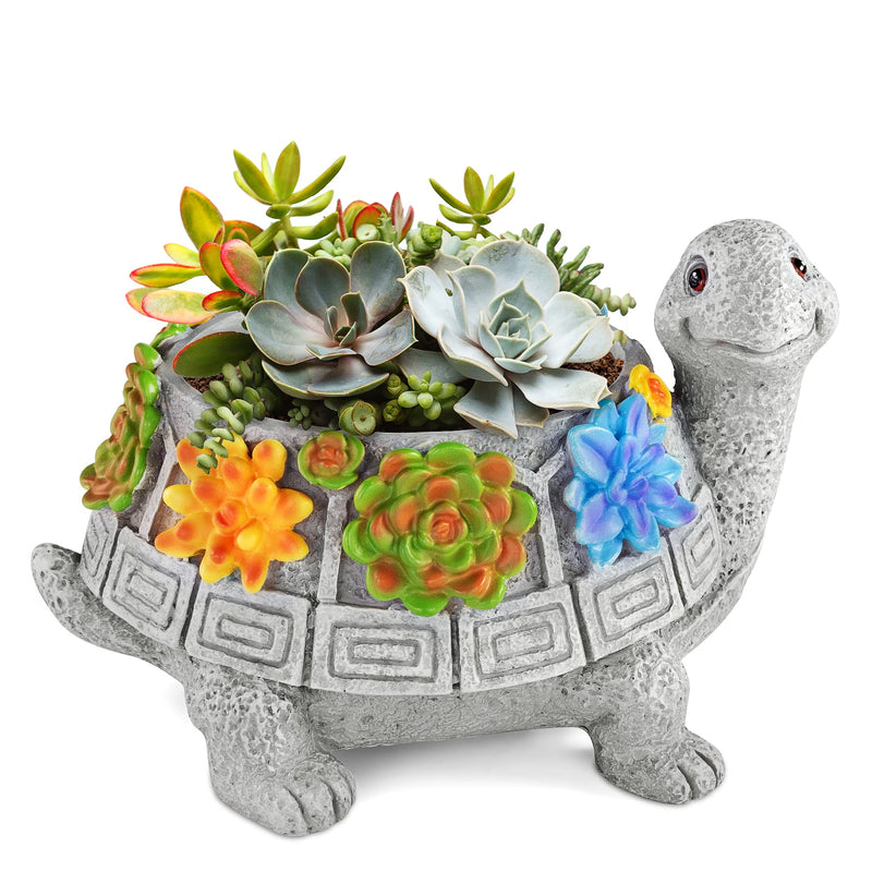 LESES Turtle Succulent Pot Planters for Indoor Plants with Drainage Hole, Flower Garden Cute Pots for Plants, Succulent, Cactus Home Office Desk