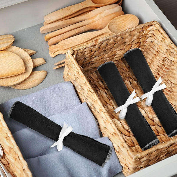 6 Pcs anti Tarnish Silver Storage Bags Silver Storage Cloth Felt Flatware Organizer anti Tarnish Protector Bags Place Setting Roll with White
