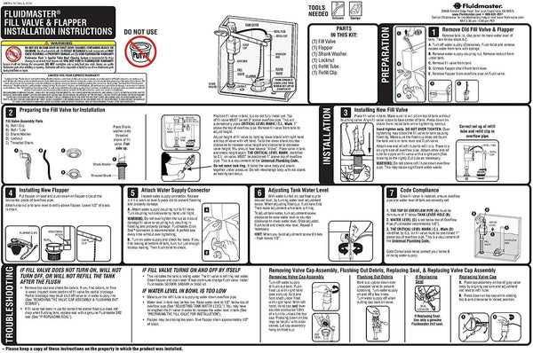 Fluidmaster 400CRP14 Fill Valve and 2-Inch Flapper Repair Kit (Pack of 1)