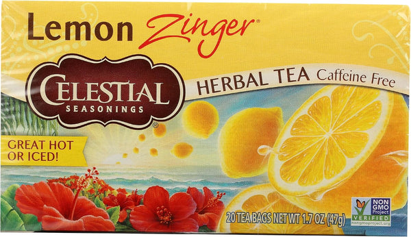 Celestial Seasonings 100% Natural Lemon Zinger Herbal Tea 20 Ct