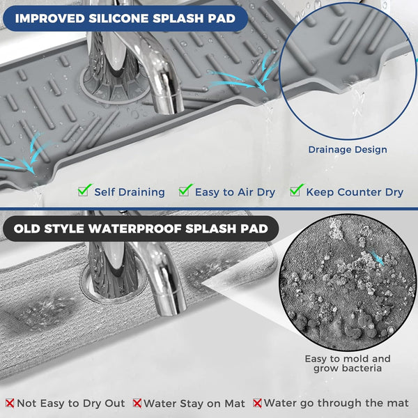 BFONS Silicone Faucet Handle Drip Catcher Drying Tray Mat Dish Soap Sponge Holder Accessories Gadgets for Kitchen Counter Bathroom Kitchen Sink