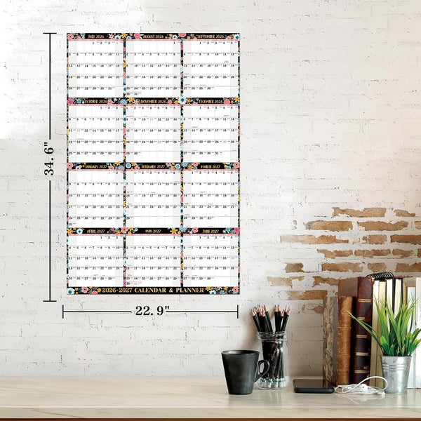 2025-2026 Dry Erase Calendar - JUL.2025 - JUN.2026, 2025-2026 Yearly Wall Calendar, 34.6" X 22.9", Dry Erase Wall Calendar with Thick Paper,
