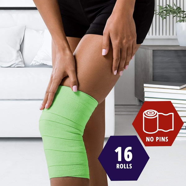 MED PRIDE Self Adhesive 3''X 5 Yards Bandage Wrap (16 Rolls) - Athletic Flex Tape First Aid - Self Adhering Knee Ankle Wrist Bandage Wraps -