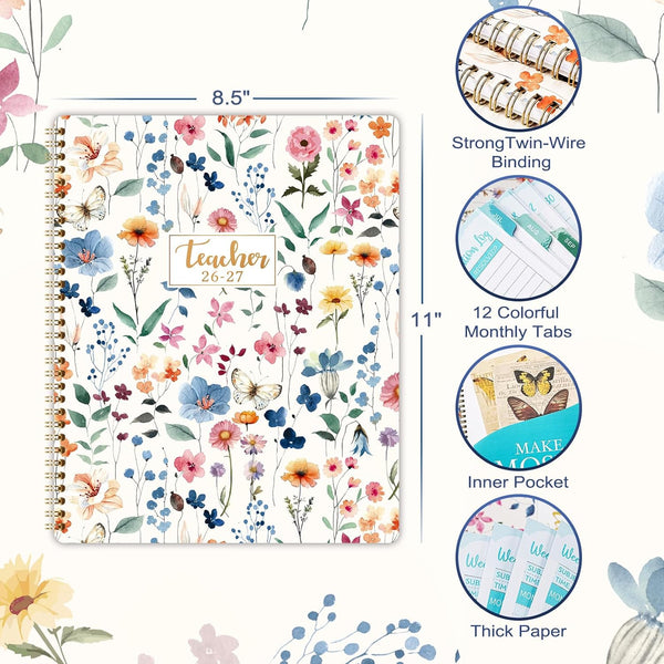 2025-2026 Planner - Academic Planner 2025-2026, July 2025 - June 2026, Weekly & Monthly Planner, 6.4" X 8.5", Colorful Tabs, Back Pocket,