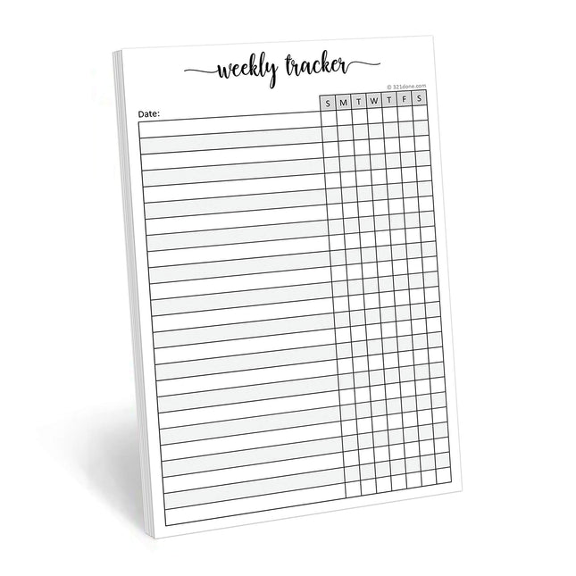 321Done Weekly Tracker Notepad - 50 Sheets (5.5" X 8.5") - Habit Tracking Days of Week Tear-Off Sheets, Planner Organizi