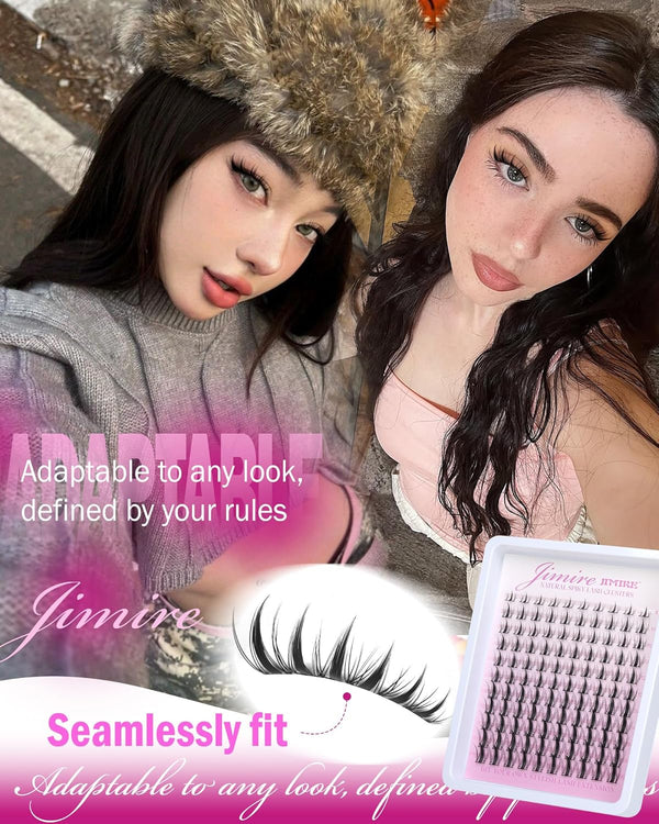 Fairy Lash Clusters Natural Look Manga Eyelash Clusters Wispy D-Curly Cluster Eyelash Extensions 110 Pcs 8-16MM Wispy Individual Lashes Wet-Look