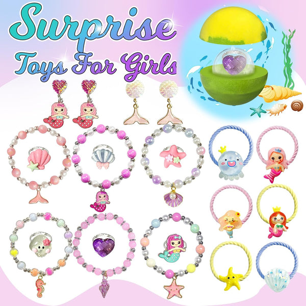 Mermaid Bath Bombs for Kids Girls with Surprise Inside, 20 Pcs Fun Princess Fizzy Bath Bomb with Jewelry Toys, Mothers Day Gifts for Daughter Wife