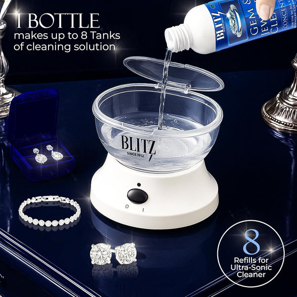 Blitz 653 Gem & Jewelry Non-Toxic Cleaner Concentrate for Use in Cleaning Machines, 8 Ounces, 2-Pack