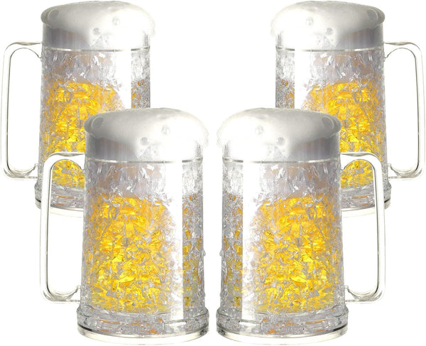 Double Wall Freezer Mug Frosty Mug Insulated Ice Cup with Gel 16Oz/450Ml (Set of 4)