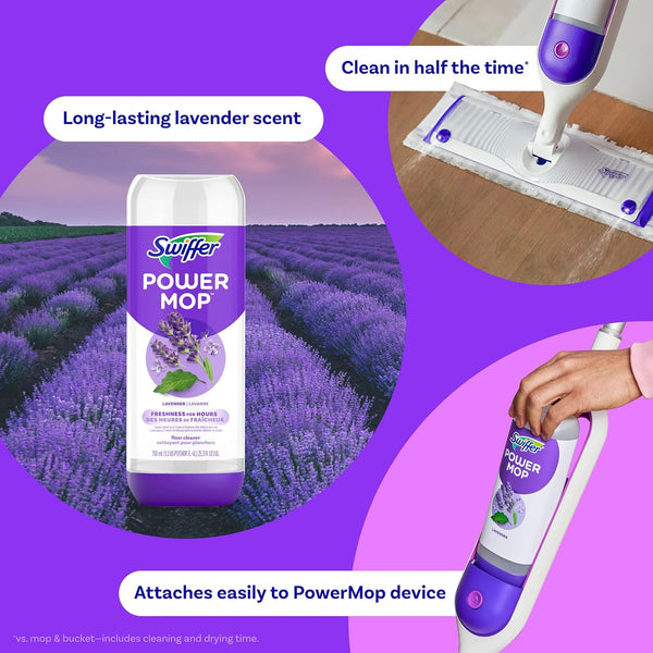 Swiffer Power Mop Refill Solution, Floor Cleaner for Mopping Tile, Vinyl, Laminate, Wood in Home, Bathroom, Kitchen, All Purpose Multi-Surface