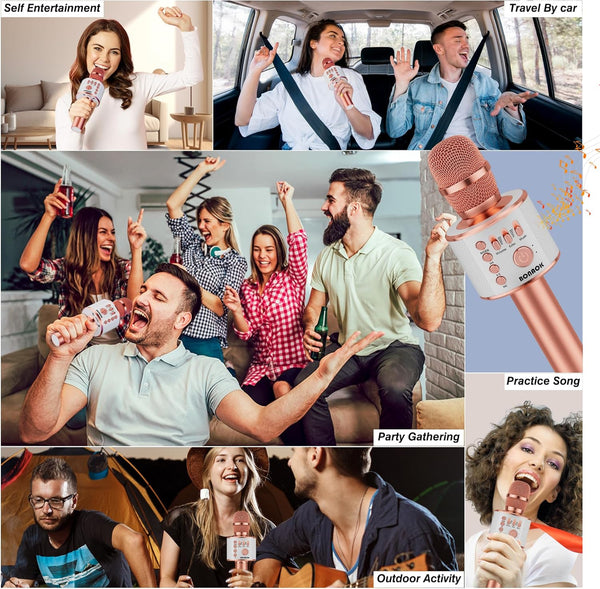 BONAOK Wireless Bluetooth Karaoke Microphone,3-in-1 Portable Handheld Karaoke Mic Speaker Machine Home Party Birthday for All Smartphones PC(Q37