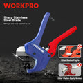 WORKPRO Ratchet PVC Pipe Cutter, Up to 1-5/8", Plastic Pipe and Tubing Cutter for PEX, PVC, PPR, and Plastic Hoses, High-quality Aluminum