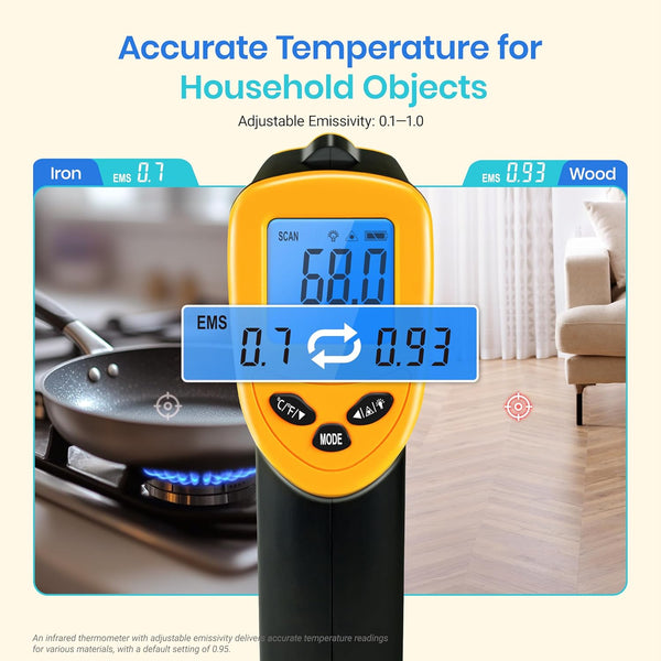 Etekcity Infrared Thermometer Laser Temperature Gun 774, Meat Food Candy Oven Thermometer for Griddle Accessories, Heat Gun for Cooking
