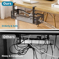 Under Desk Cable Management Tray No Drill, Metal Mesh Cable Management under Desk with Clamp Mount, 2 Hole Cable Tray with Wire Management and