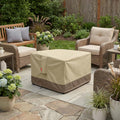 Sheechung Gas Fire Pit Cover Square - 600D Heavy Duty Patio Outdoor Fire Pit Table Cover with PVC Coating,100% Waterproof,Air Vents,Fits for