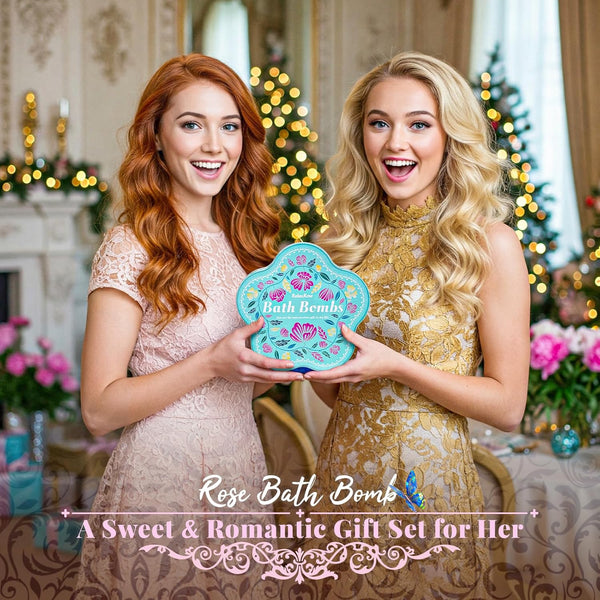 Bath Bomb Gift Set for Women â 10 Pack Handmade with Natural Essential Oils, 5 Aromatic Scents, Relaxing Rose Bubble Bath, Self Care Birthday &