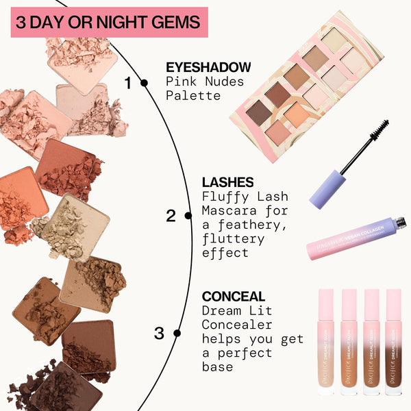 Pacifica Pink Nudes Mineral Eyeshadow Palette, 10 Neutral Shades, for Natural or Smoky Eye Look, Naked Eye Makeup, Longwearing & Blendable, Vegan,