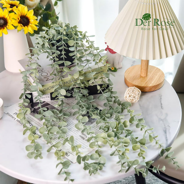 Der Rose 1Pcs Fake Plants Hanging Artificial Decor Faux Potted Eucalyptus Plants for Boho Bathroom Home Office Desk Wall