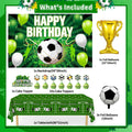 Soccer Party Decorations, 122Pcs Soccer Birthday Party Decorations Supplies with Latex Balloons Happy Birthday Banner Tablecloth and Cake Toppers