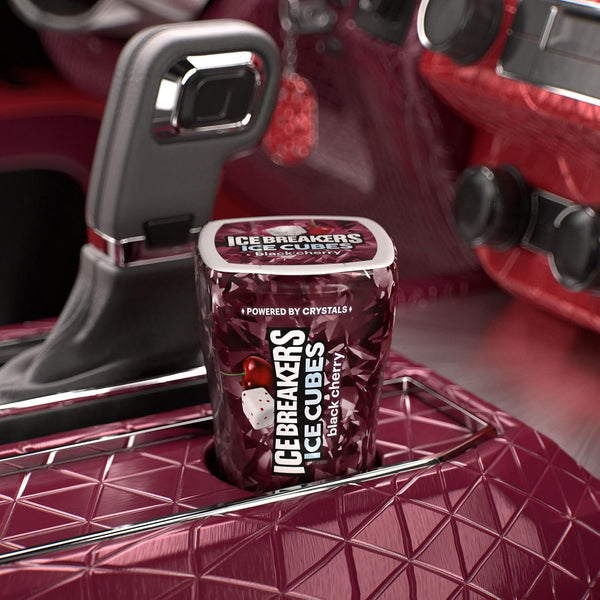 Ice Breakers Ice Cubes Black Cherry Sugar Free Chewing Gum Bottles, 3.24 Oz (6 Count, 40 Pieces)