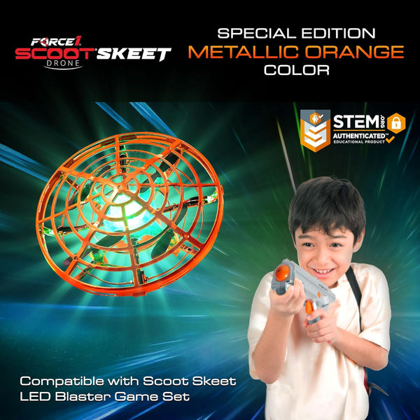 Force1 Scoot Skeet Mini Drone Electronic Shooting Game for Kids (Drone Only)- Hand Drones for Kids Compatible with Scoot Skeet LED Blaster,