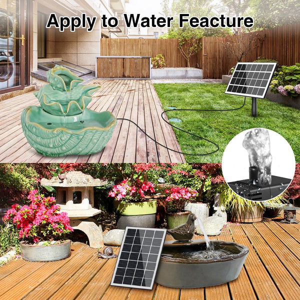 Solar Fountain Kit Works in Shade Glass,3.5W Solar Water Pump with 2000Mah Battery, Solar Bird Bath Fountain with Sucker and Stake for Garden,