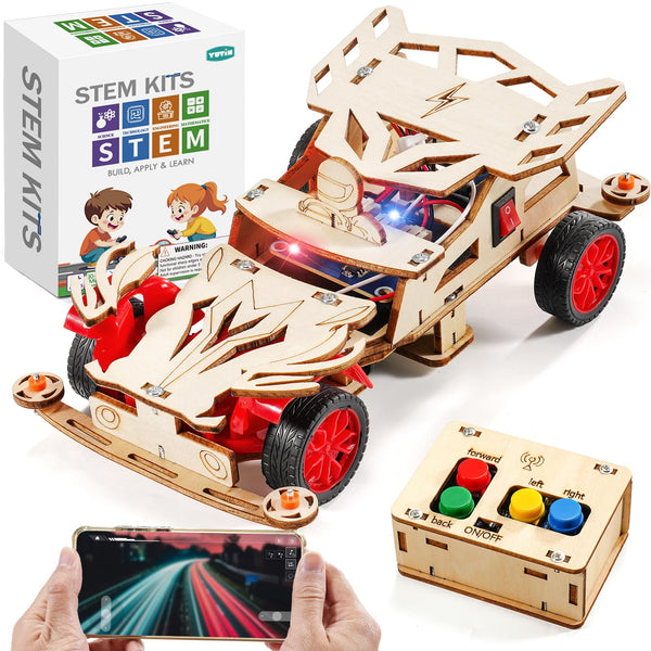 STEM Kits for Kids Ages 8-10, Remote Control Car Model Building Kit for Boys 8-12, Wooden 3D Puzzles 8-13, Wood Science Crafts Projects, STEM Toys