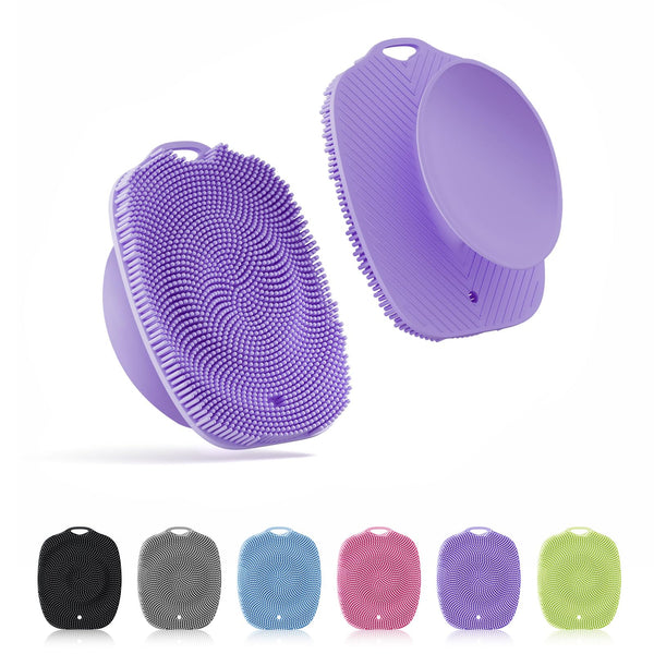 Soft Silicone Body Scrubber, Gentle like a Hand Exfoliating Your Skin and Build up Lather Easily, Back Large Suction Cup Easy to Store,