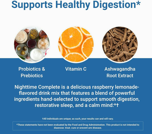 ACTIVATEDYOU Nighttime Complete Daily Wellness Drink- Smooth Digestion, Gut Health, Calmness W/Prebiotics, Probiotics, 12 Billion CFU &