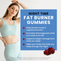 Night Time Fat Burner Gummies, Sleep Support & Weight Loss Supplement | Slimming Hunger Suppressant & Metabolism Booster, Shred Belly Fat While