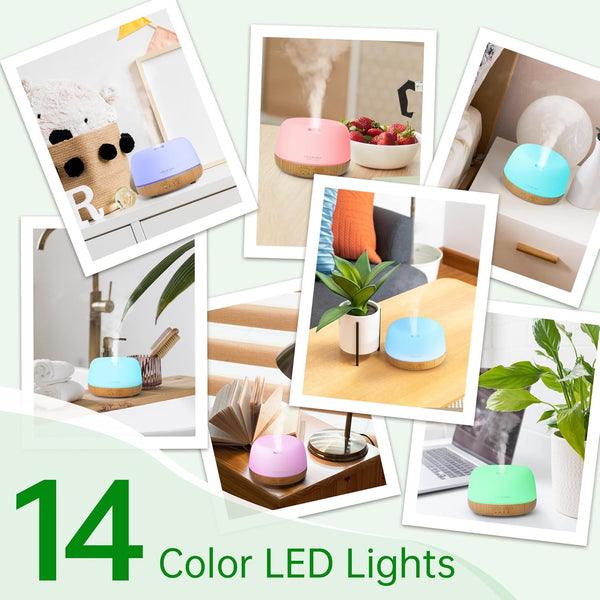 ASAKUKI Essential Oil Diffuser, Ultrasonic Aromatherapy Oil Humidifier with 7 Colors Lights 2 Mist Mode for Home