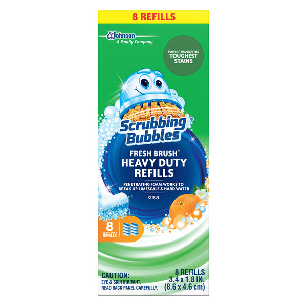Scrubbing Bubbles Toilet Bowl Wand Cleaner Refills, Fresh Brush Heavy Duty Cleaner Toilet Refill Pads, Removes Limescale & Odors, Citrus Scent, 8